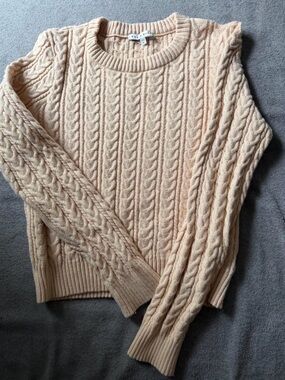 Haute Monde Cable-Knit Crewneck Sweater in Soft Cream
